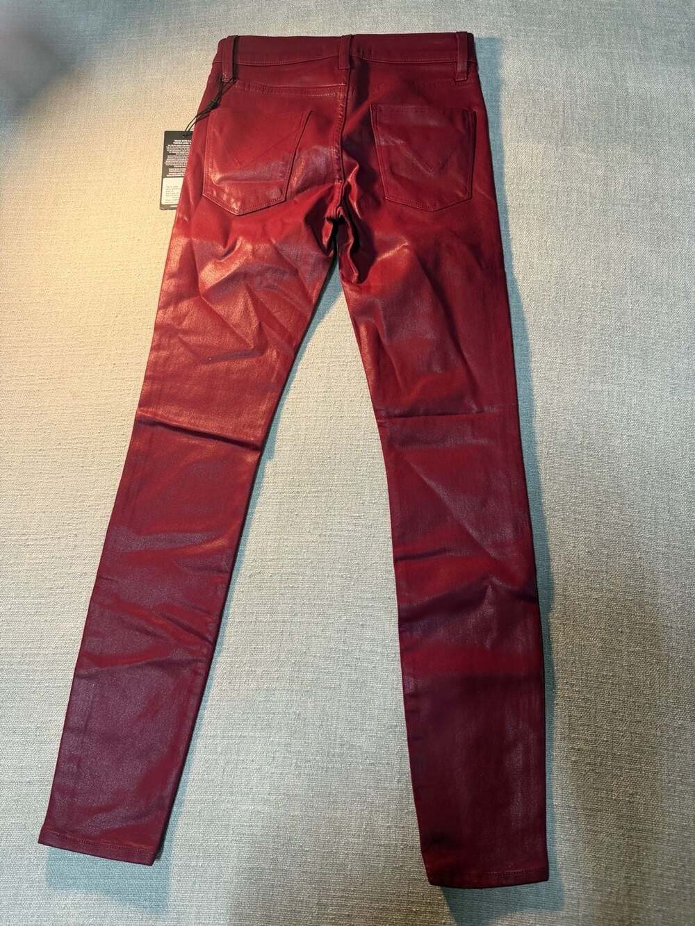 Hudson Los Angeles Women's Coated Skinny Jeans in Burgundy Red - Picture 4 of 4